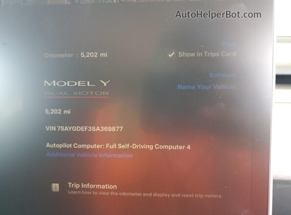 7SAYGDEF3SA369877 2025 TESLA MODEL Black Սարքավորումների վահանակի տեսք