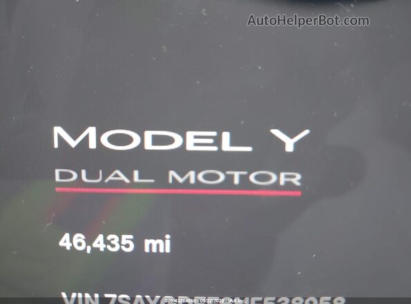 7SAYGDEF6NF538958 2022 TESLA MODEL Y White Панорамний вид салону 360°