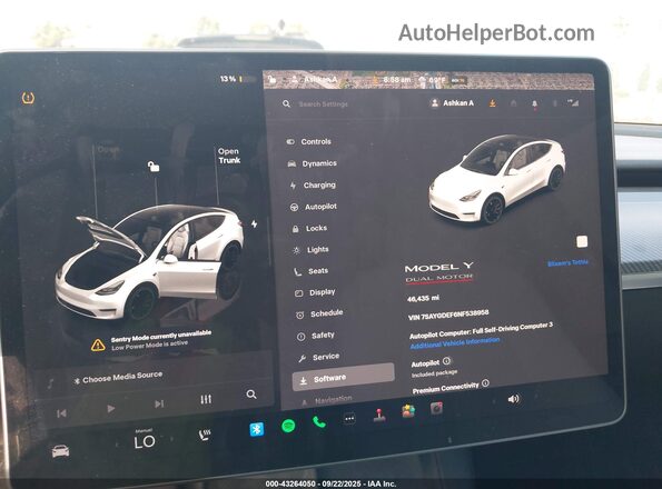 7SAYGDEF6NF538958 2022 TESLA MODEL Y White 
