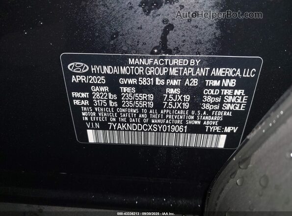 7YAKNDDCXSY019061 2025 HYUNDAI IONIQ 5 Black Շարժիչի բաժամունքի տեսք