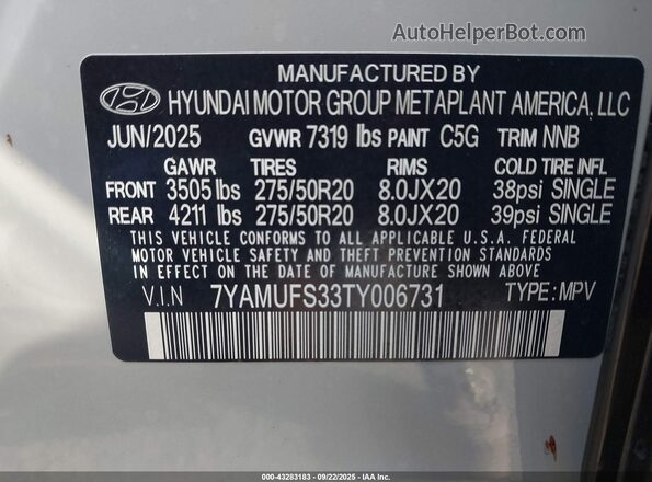 7YAMUFS33TY006731 2026 HYUNDAI IONIQ 9 Gray Շարժիչի բաժամունքի տեսք