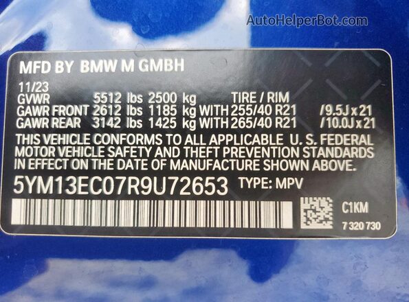 5YM13EC07R9U72653 2024 BMW X3 Blue 