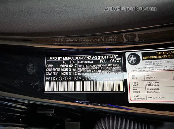 W1K6G7GB1MA056976 2021 MERCEDES-BENZ S Черный 