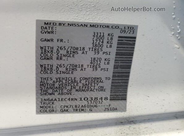 1N6AA1EC4RN103848 2024 NISSAN TITAN White 
