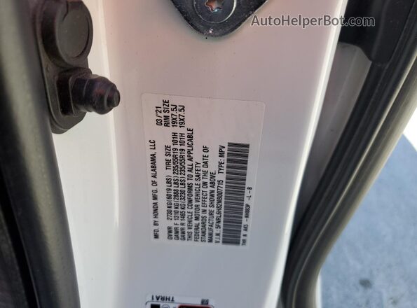 5FNRL6H82NB007715 2022 HONDA ODYSSEY White 