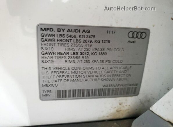 WA1BNAFY4J2102608 2018 AUDI Q5 Белый 