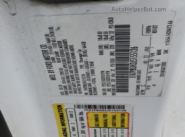1FATP8UH3J5155126 2018 FORD MUSTANG White 