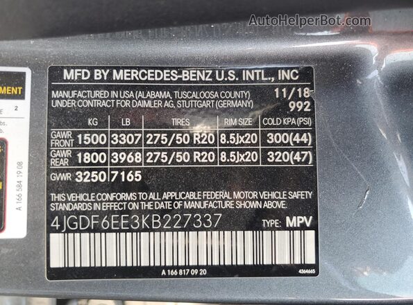4JGDF6EE3KB227337 2019 MERCEDES-BENZ GLS Gray 360 interior view