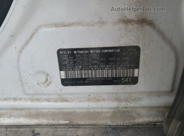 JA4AD2A39LZ015295 2020 MITSUBISHI OUTLANDER White VIN sticker view