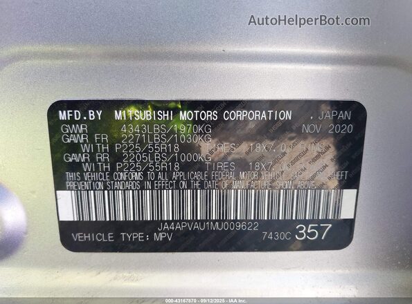 JA4APVAU1MU009622 2021 MITSUBISHI OUTLANDER SPORT Silver Вид підкапотного простору