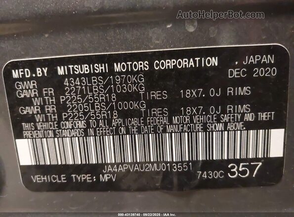 JA4APVAU2MU013551 2021 MITSUBISHI OUTLANDER SPORT Gray Engine compartment view