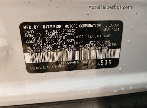JA4ATWAA9RZ056348 2024 MITSUBISHI ECLIPSE White 