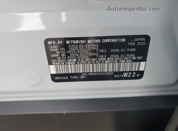 JA4J4WA89SZ023642 2025 MITSUBISHI OUTLANDER White 