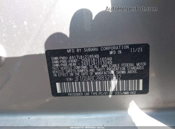 JF1GUABC2R8321932 2024 SUBARU IMPREZA Серебряный Вид подкапотного пространства