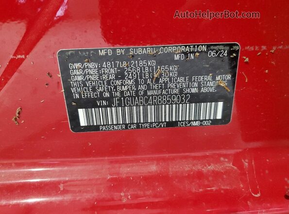 JF1GUABC4R8859032 2024 SUBARU IMPREZA Red 