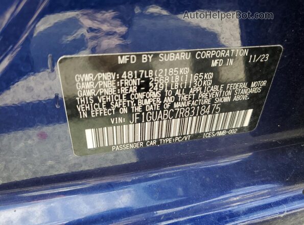 JF1GUABC7R8318475 2024 SUBARU IMPREZA Синий Вид подкапотного пространства