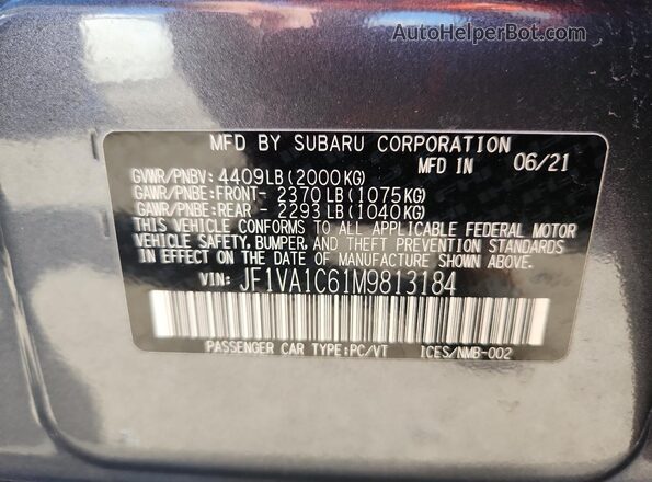JF1VA1C61M9813184 2021 SUBARU WRX Gray 