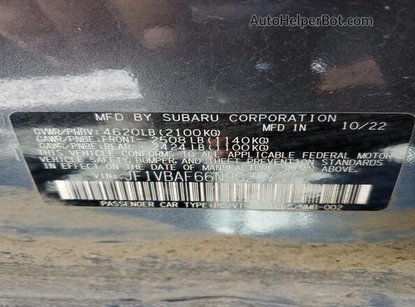 JF1VBAF66N9025737 2022 SUBARU WRX Charcoal 