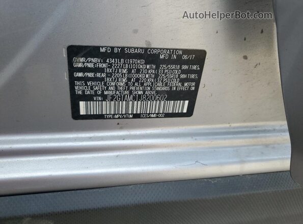 JF2GTAMC1J8200602 2018 SUBARU CROSSTREK Серебряный Вид подкапотного пространства
