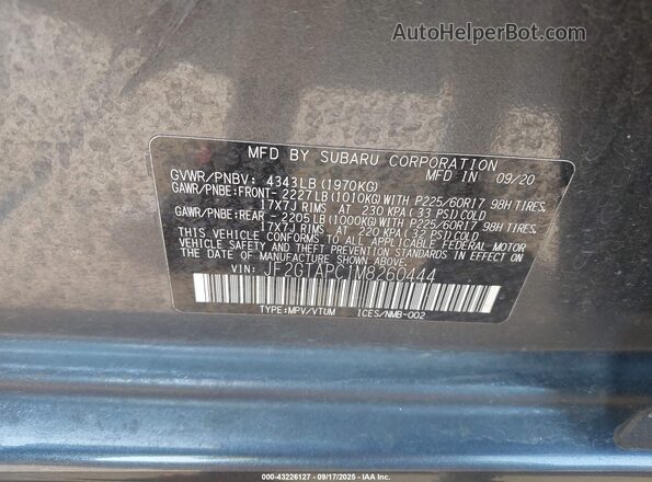 JF2GTAPC1M8260444 2021 SUBARU CROSSTREK Серый Вид подкапотного пространства