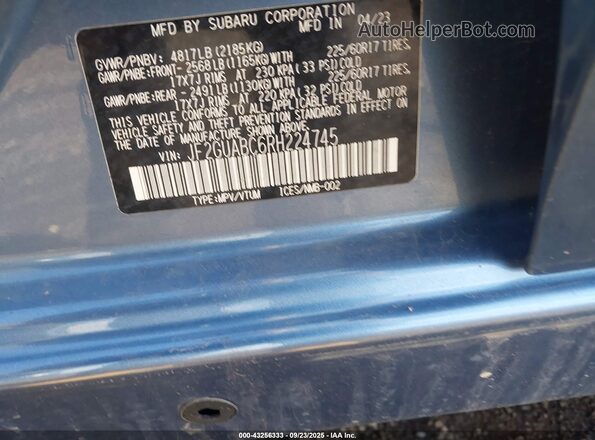 JF2GUABC6RH224745 2024 SUBARU CROSSTREK Blue Vista del compartimento del motor