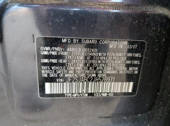 JF2SJABC2JH528971 2018 SUBARU FORESTER 2.5 Gray 