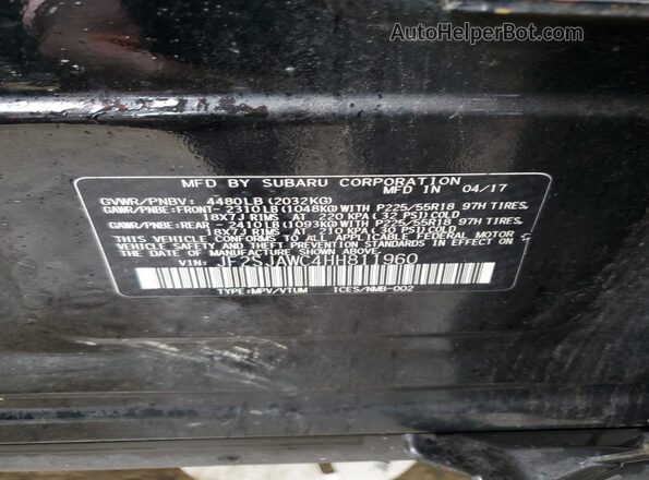 JF2SJAWC4HH811960 2017 SUBARU FORESTER 2.5I TO Black ძრავის განყოფილების ხედი