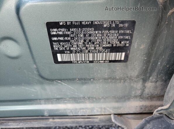 JF2SJAWCXHH479541 2017 SUBARU FORESTER 2.5I TO Green 