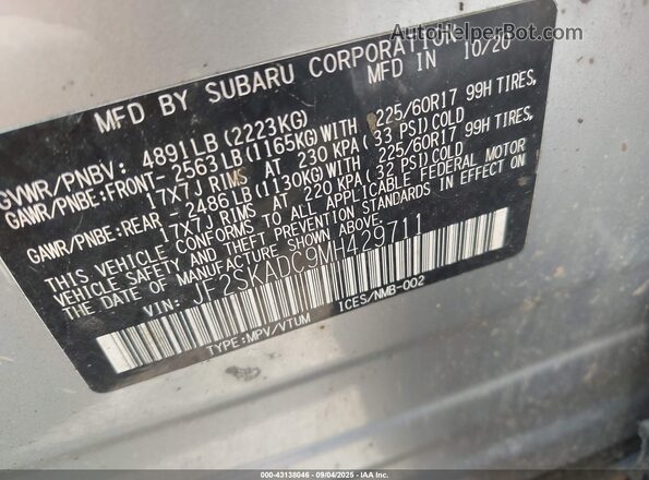 JF2SKADC9MH429711 2021 SUBARU FORESTER Серебряный Вид подкапотного пространства