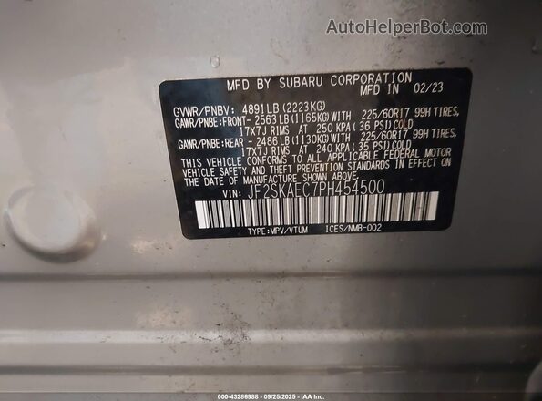 JF2SKAEC7PH454500 2023 SUBARU FORESTER Gray Engine compartment view