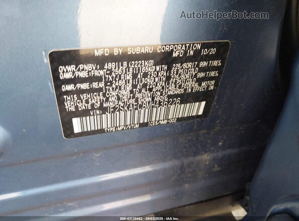 JF2SKAFC8MH436226 2021 SUBARU FORESTER Blue Engine compartment view