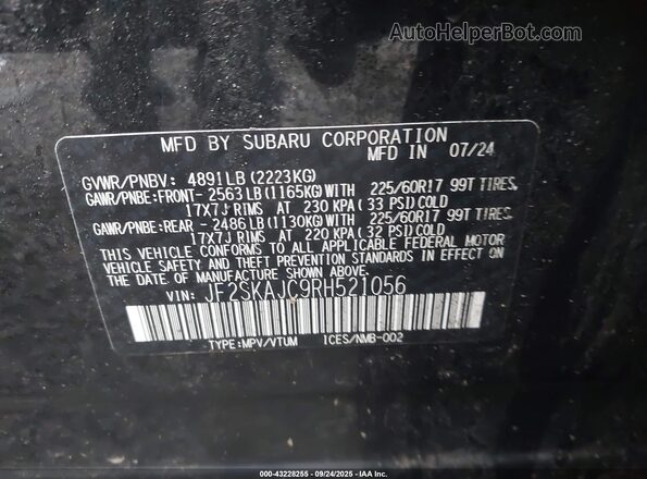 JF2SKAJC9RH521056 2024 SUBARU FORESTER Black Widok komory silnika