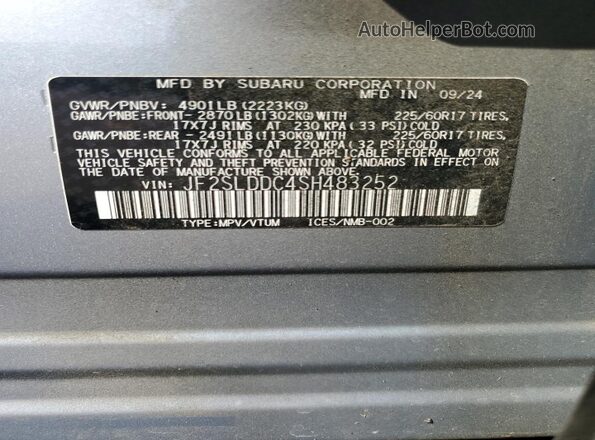 JF2SLDDC4SH483252 2025 SUBARU FORESTER Silver 