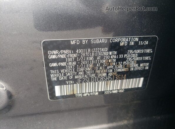 JF2SLDTC8SH513614 2025 SUBARU FORESTER Gray 