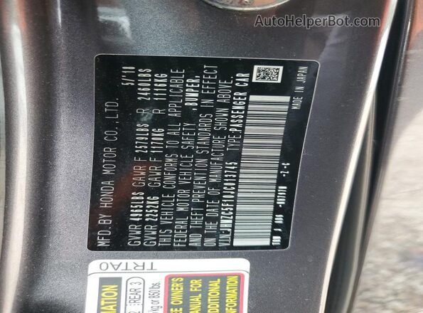 JHMZC5F10JC013745 2018 HONDA CLARITY Gray 