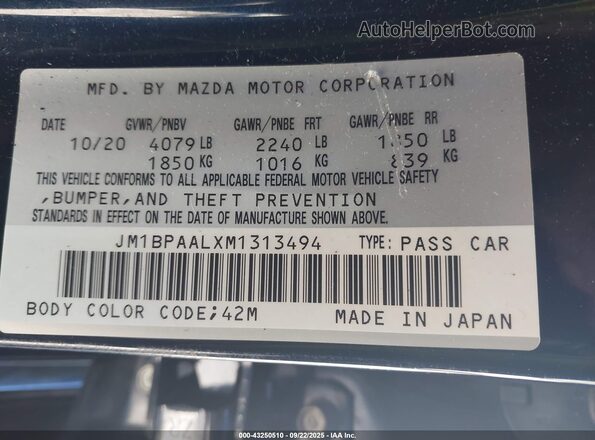 JM1BPAALXM1313494 2021 MAZDA 3 Blue Շարժիչի բաժամունքի տեսք