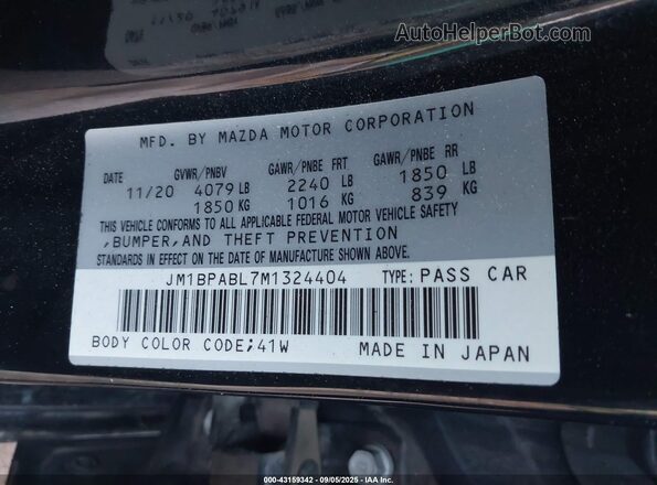 JM1BPABL7M1324404 2021 MAZDA 3 Black Շարժիչի բաժամունքի տեսք