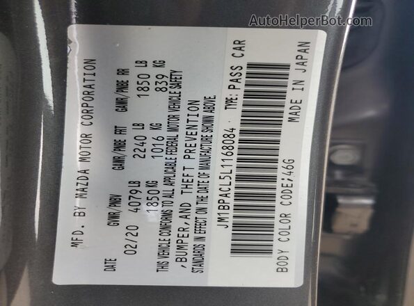 JM1BPACL5L1168084 2020 MAZDA 3 Gray 
