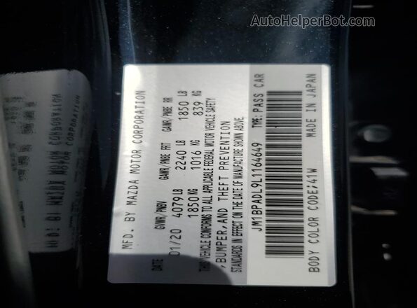 JM1BPADL9L1164649 2020 MAZDA 3 Черный 