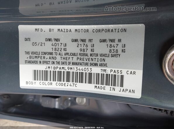 JM1BPAML9M1344053 2021 MAZDA 3 Серый Вид подкапотного пространства
