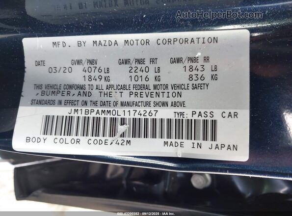 JM1BPAMM0L1174267 2020 MAZDA 3 Black Widok komory silnika