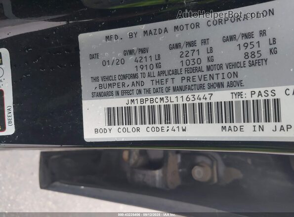 JM1BPBCM3L1163447 2020 MAZDA 3 Black Вид підкапотного простору