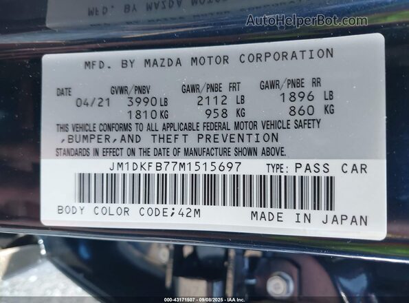 JM1DKFB77M1515697 2021 MAZDA CX-3 Blue ძრავის განყოფილების ხედი