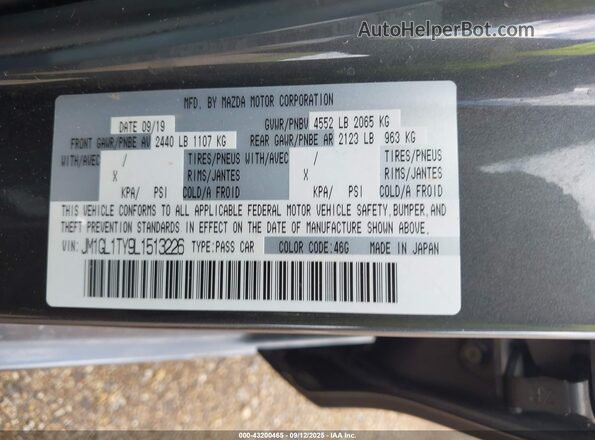 JM1GL1TY9L1513226 2020 MAZDA 6 Gray ძრავის განყოფილების ხედი