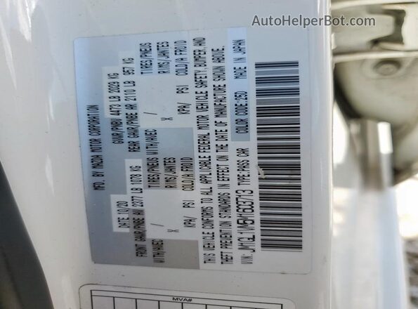 JM1GL1VM5M1603713 2021 MAZDA 6 White Vista del compartimento del motor