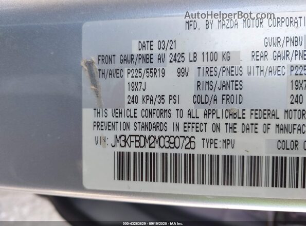 JM3KFBDM2M0390726 2021 MAZDA CX-5 Gray Vista del compartimento del motor
