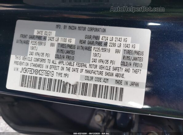 JM3KFBDM8M0378919 2021 MAZDA CX-5 Navy Շարժիչի բաժամունքի տեսք