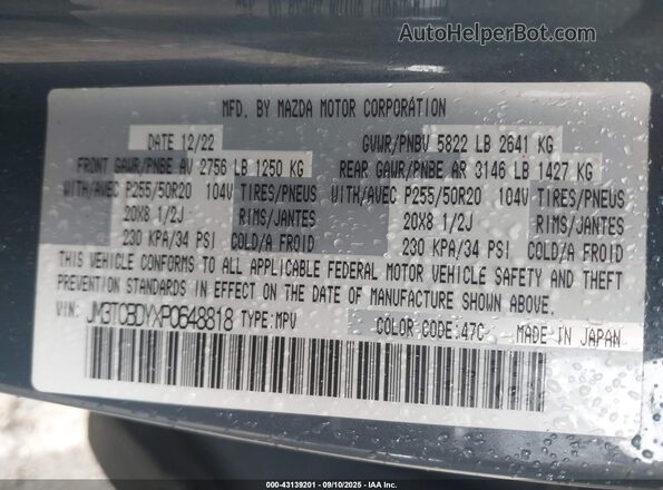 JM3TCBDYXP0648818 2023 MAZDA CX-9 Blue Շարժիչի բաժամունքի տեսք