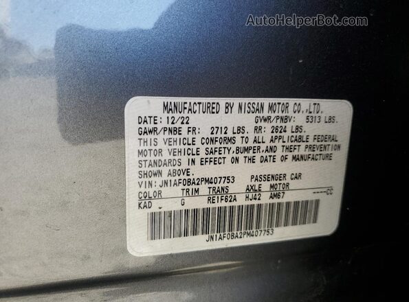 JN1AF0BA2PM407753 2023 NISSAN ARIYA Gray VIN կոդի պիտակի տեսք