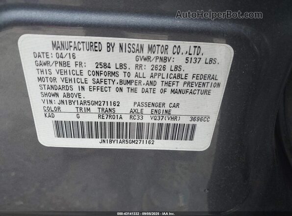 JN1BY1AR5GM271162 2016 INFINITI Q70 Gray 